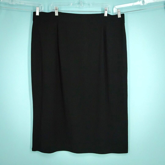 Eileen Fisher Plus Size 2X Black System Viscose Jersey Midi Pencil Pull On Stret - Picture 2 of 6